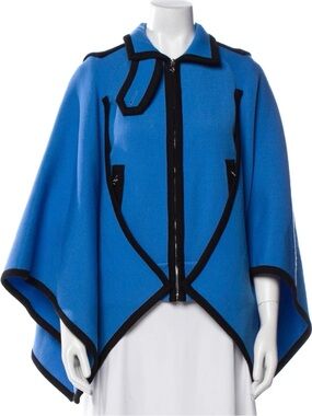 Marc Jacobs Zip-Front Cape Sweater with Black Trim.